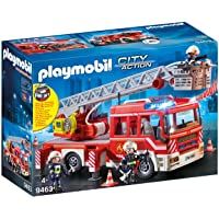 PLAYMOBIL City Action Camión de Bomberos con Escalera- Luces y Sonido- a Partir de 5 Años (9463)